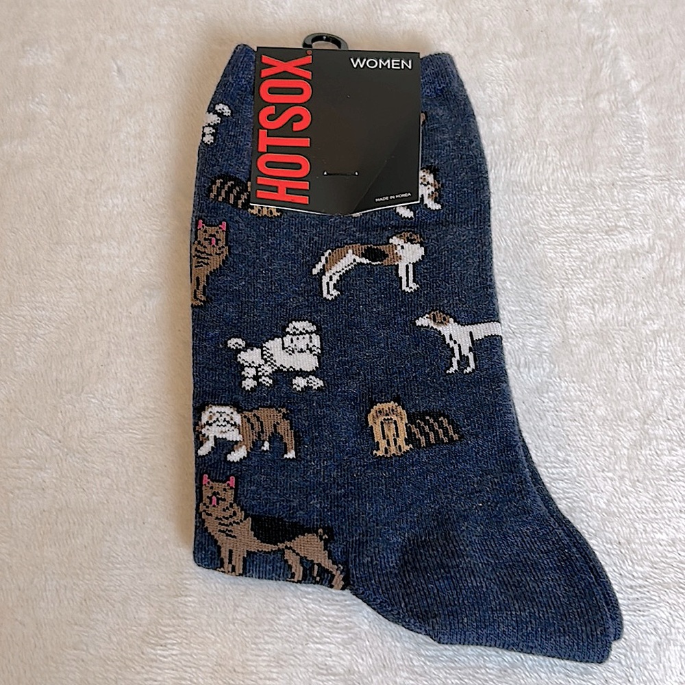 Hot Sox New Classic Dogs Trouser Socks Womens Denim Heather Size 9-11 NewWithTag